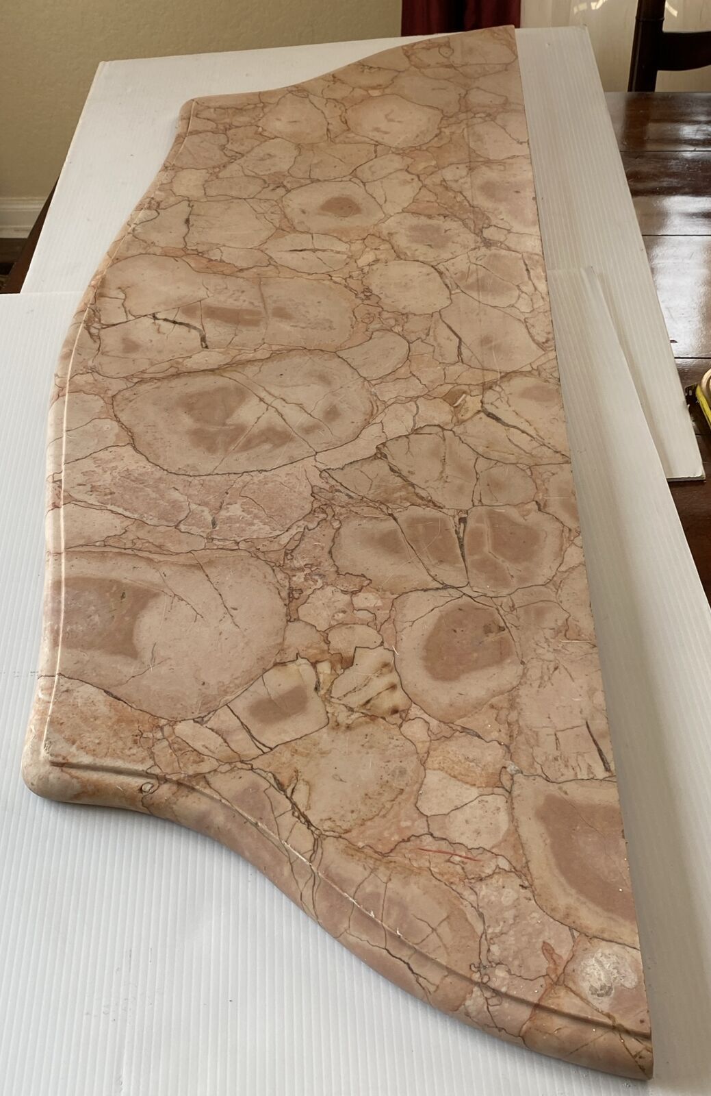 Antique Large Rose Marble Stone Top for Table / Bar Salvaged Reconstruction