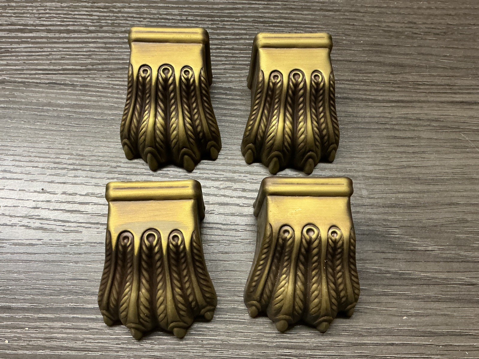 4 Vintage Brass Claw Foot Furniture Leg Foot Toe Caps Clawfoot Covers 1.5” (132)