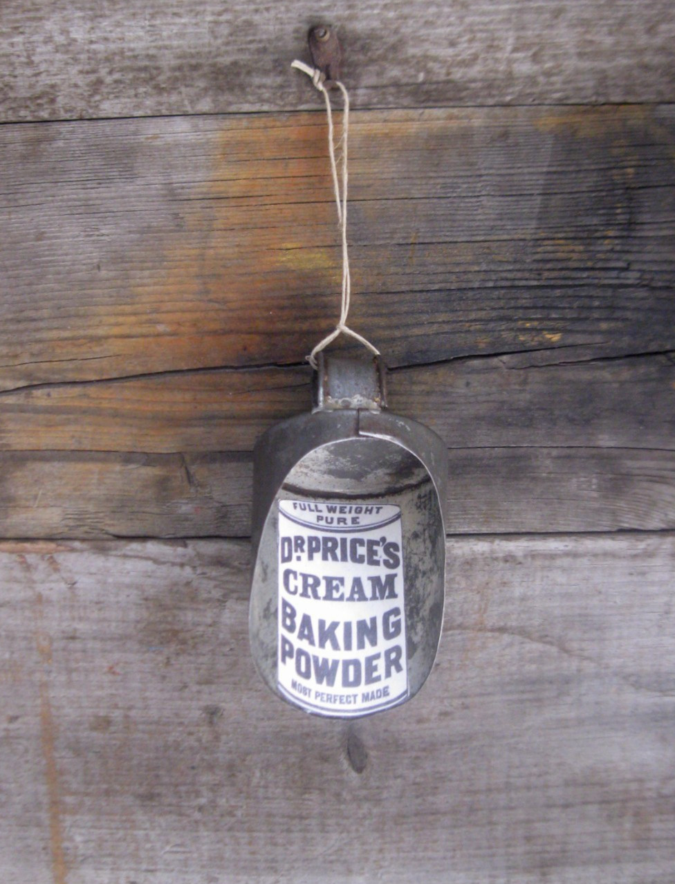 Small Antique Tin Scoop w Dr. Prices Baking Powder Reprint Label