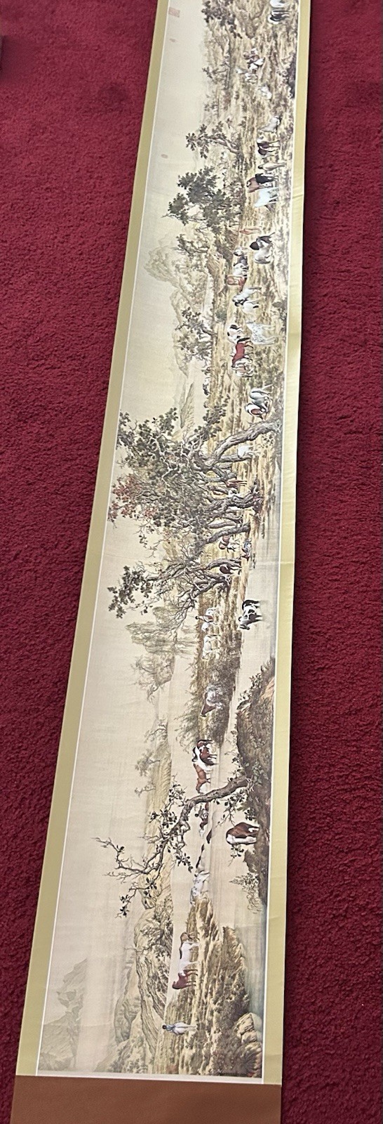 VTG One Hundred Stallions by Lang Shih-Ning (G. Castiglione) 9ft Scroll Replica