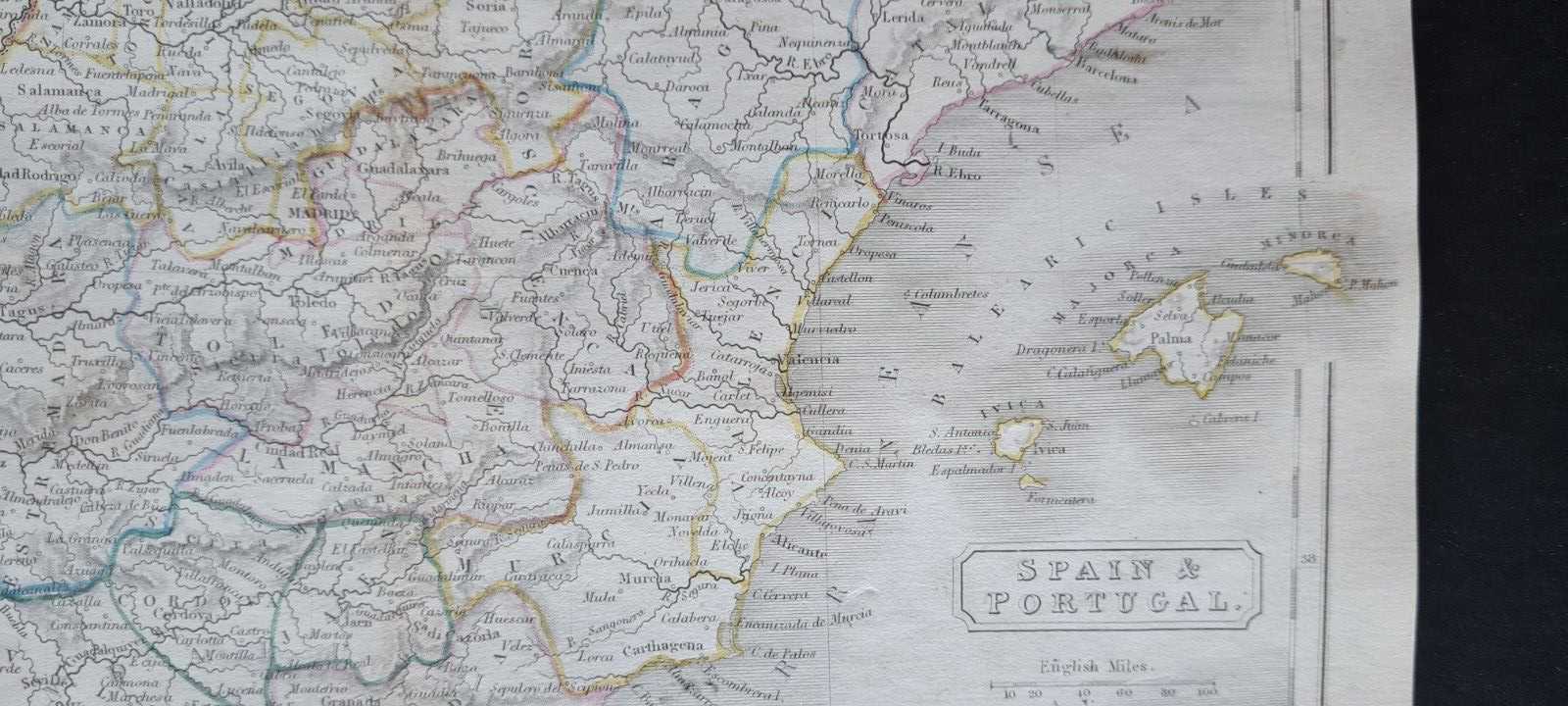 Antique (1844) map – Spain & Portugal – Selina Hall / Samuel Butler