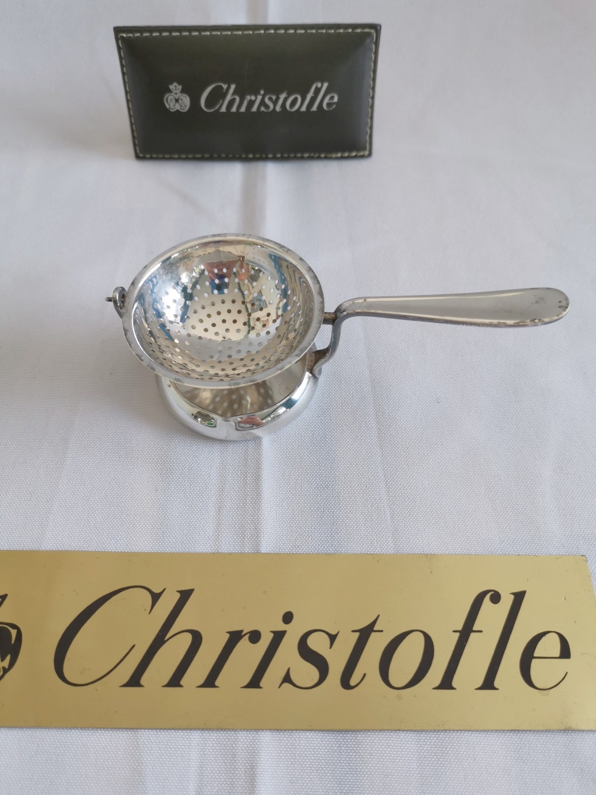 Christofle Silver-Plated Metal Tea Strainer In Perfect Condition