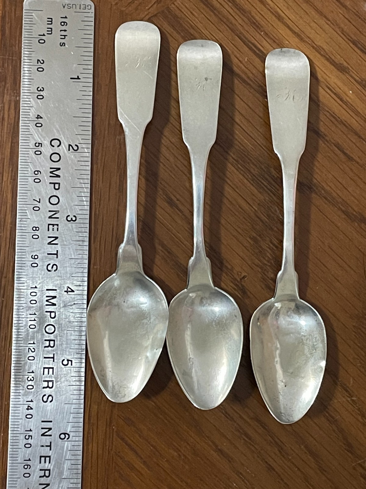 3 1830’s WILLIAM MITCHELL JR Coin Silver 7″ Spoons