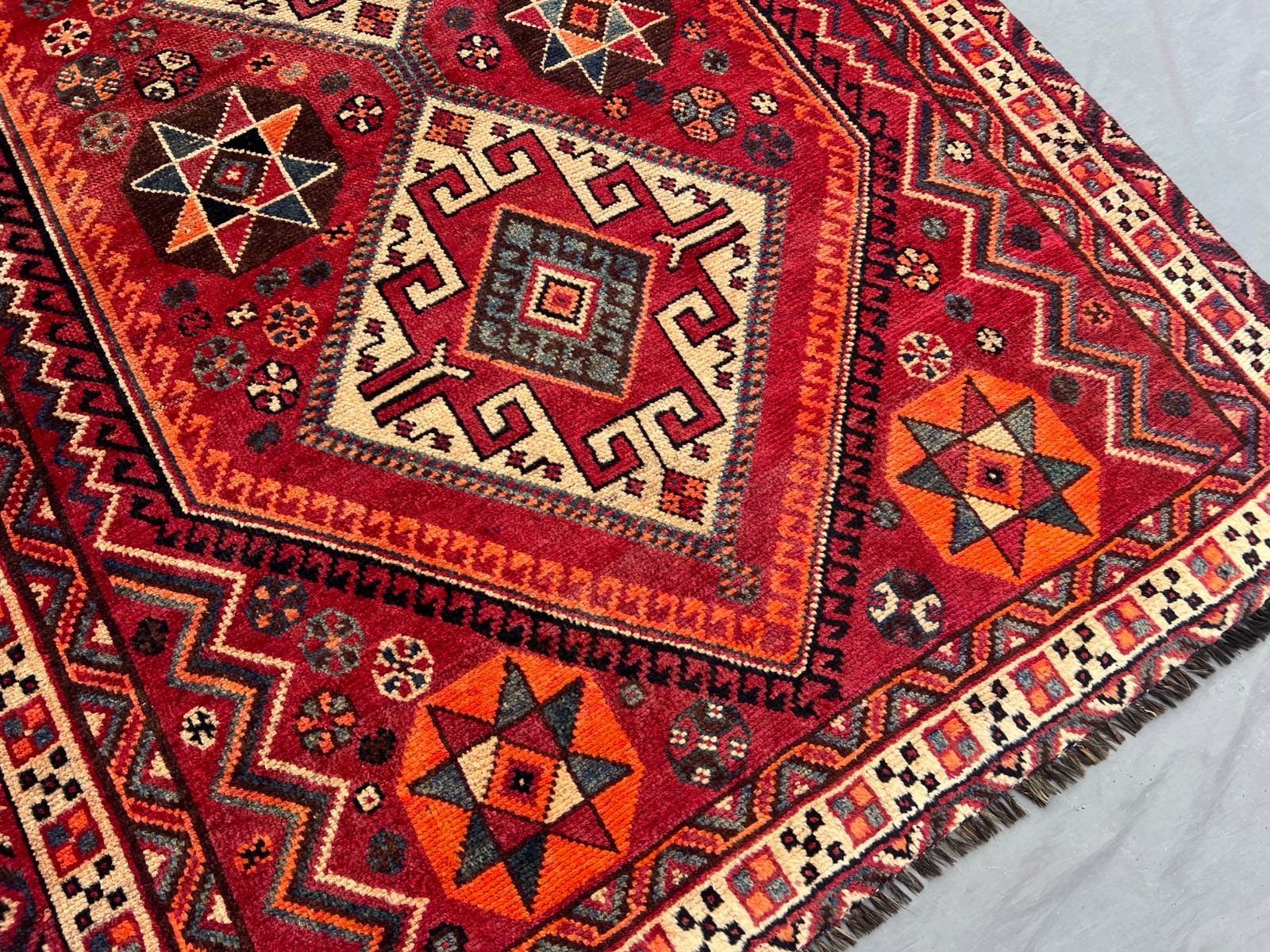 Vintage Turkish-Inspired Rug | 4’9″ x 7’10” Faded Geometric Medallion Area Rug
