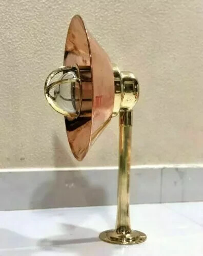 Vintage Antique Brass Bulkhead Nautical Wall Sconces Light Fixture-Copper Shade