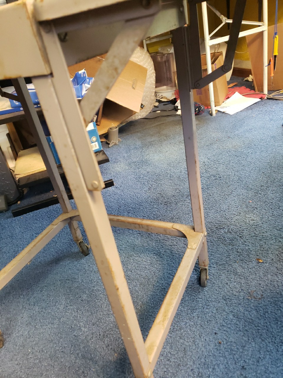 INDUSTRIAL TYPEWRITER TABLE drop leaf rolling stand vintage