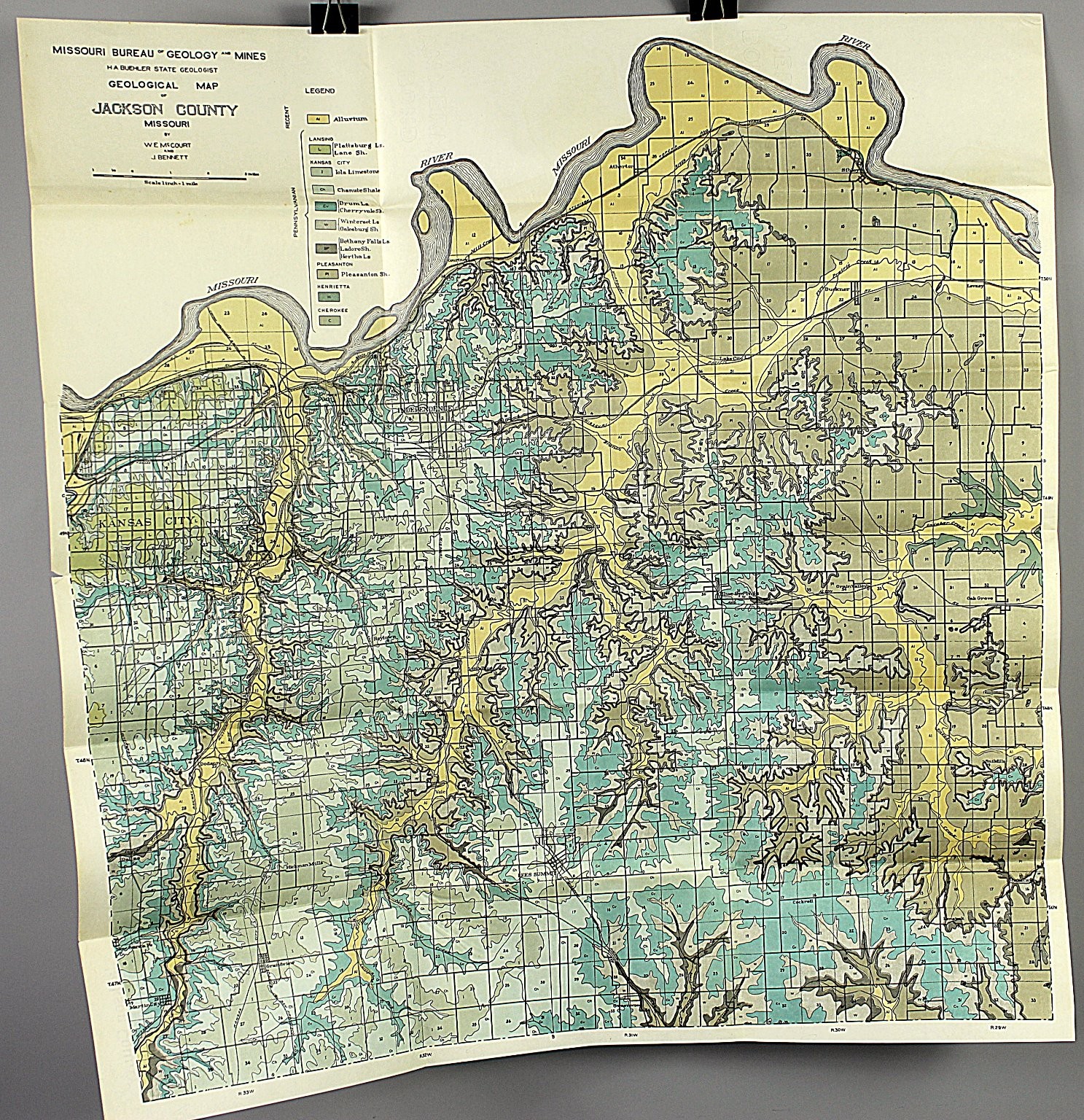 Missouri Bureau of Geology and Mines Geological Map Jackson County Missouri