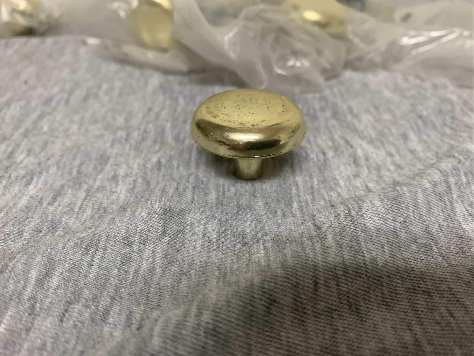 Vintage Brushed Gold Button Drawer Pull NIP Taiwan Lot of 10