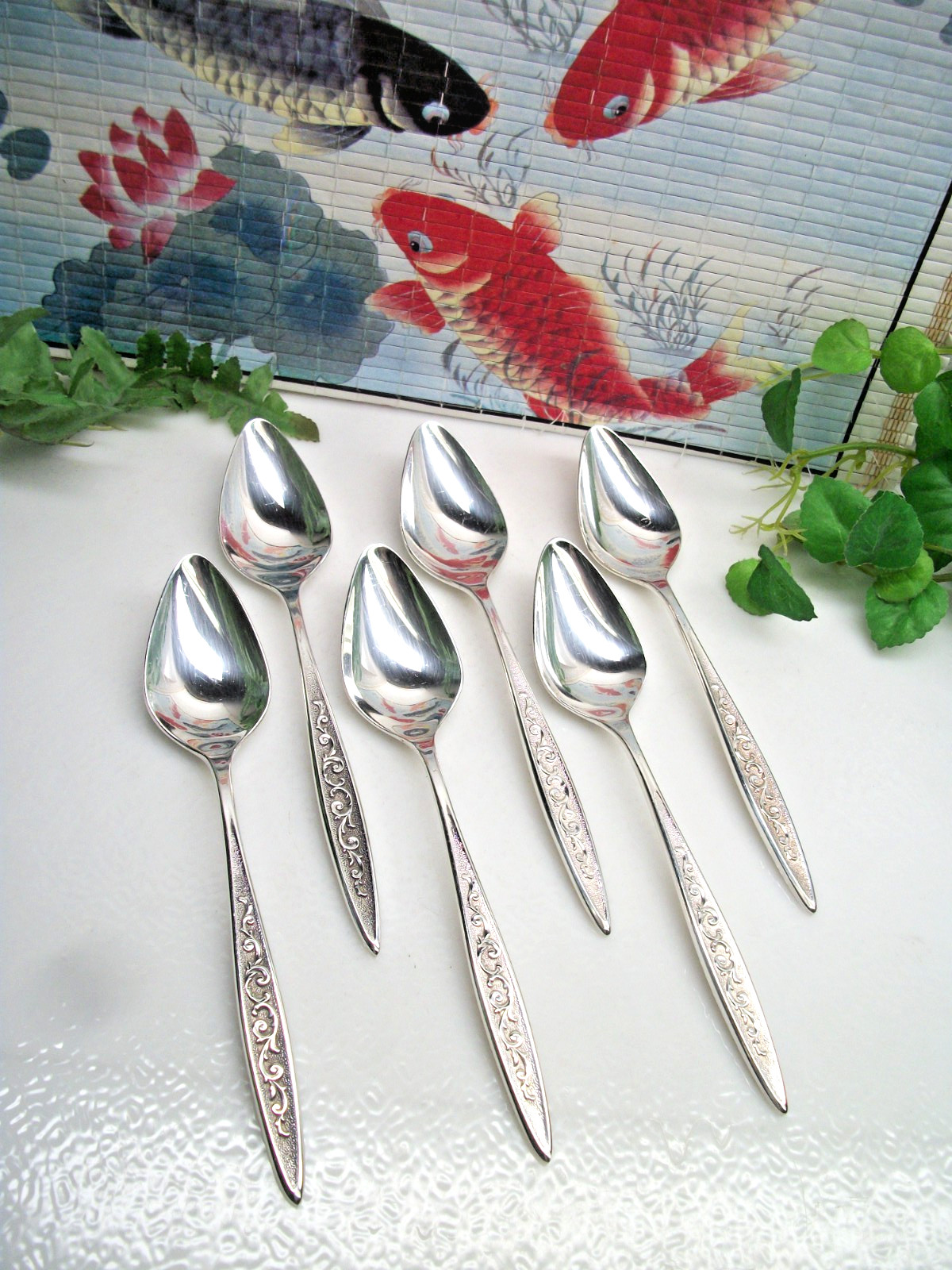 6 International Silver 1847 Rogers ESPERANTO Silverplate Teaspoons 1967