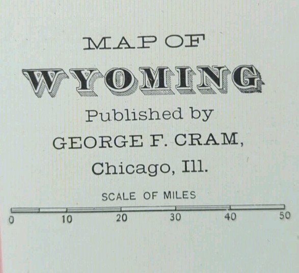 Vintage 1901 WYOMING Map 22″x14″ ~ Old Antique Original CASPER CODY CHEYENNE WY