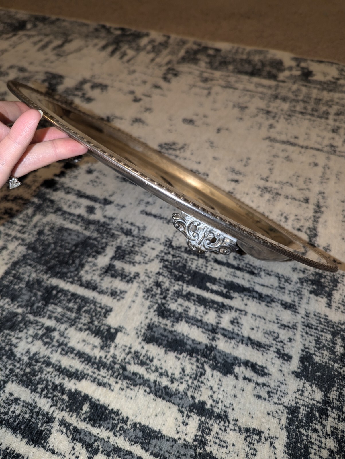 Vintage Silverplated Large Meat Platter With Elegant Feet.