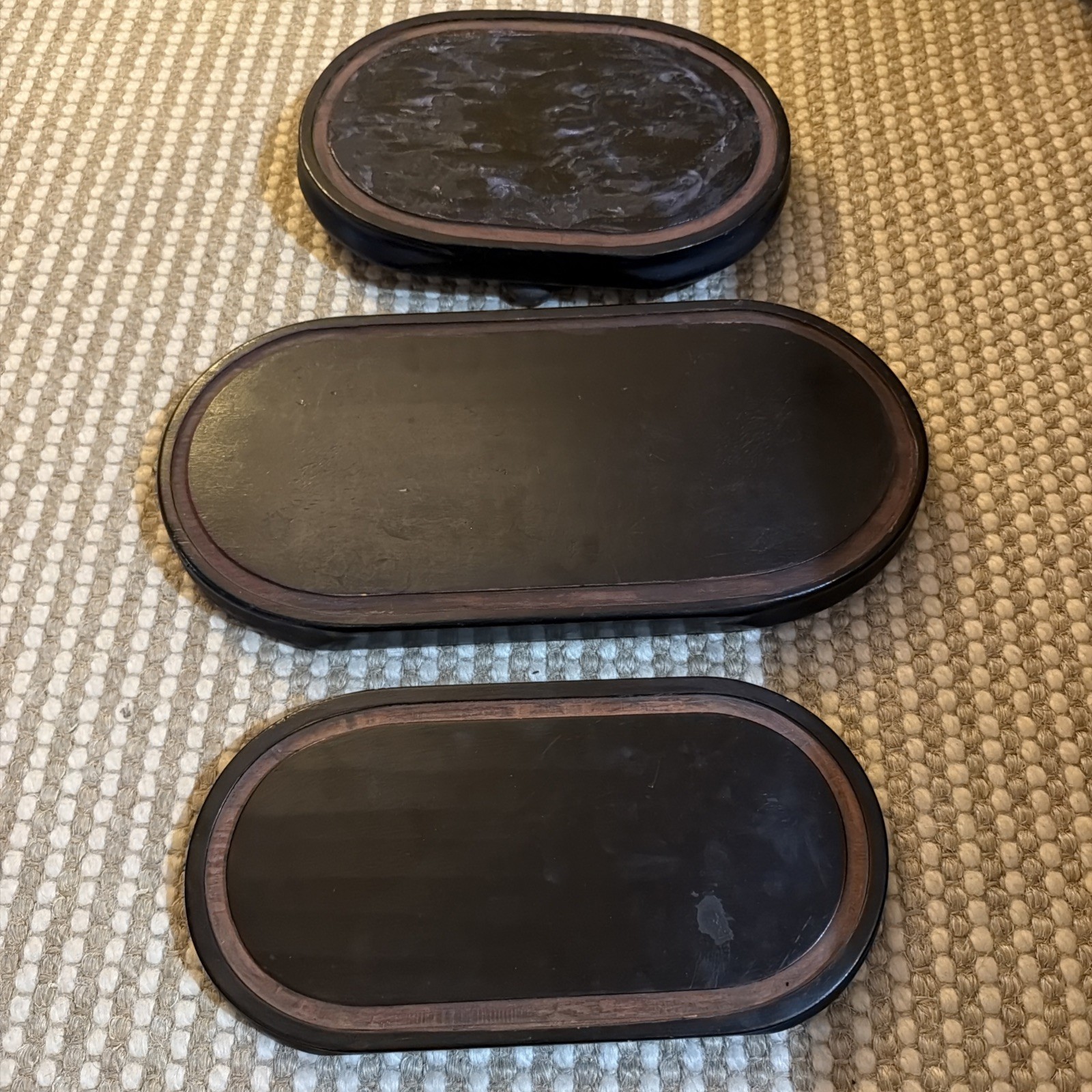 Antique Wooden Oval French Base For Large Glass Display Dome x 3
