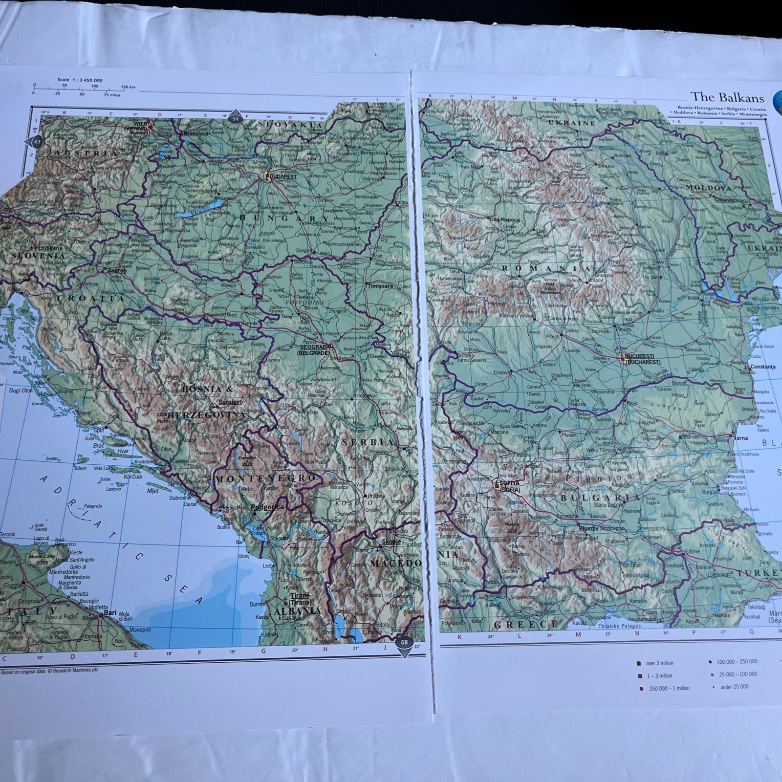 2007 Map Balkan States Bosnia Bulgaria Croatia Moldova Romania Serbia AA #66