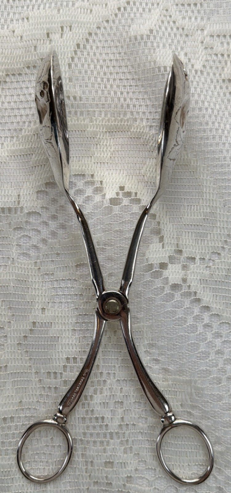 S.G. EPNS Sheffield England Silver-Plated Salad Fruit Pasta Server Tongs 8.5″