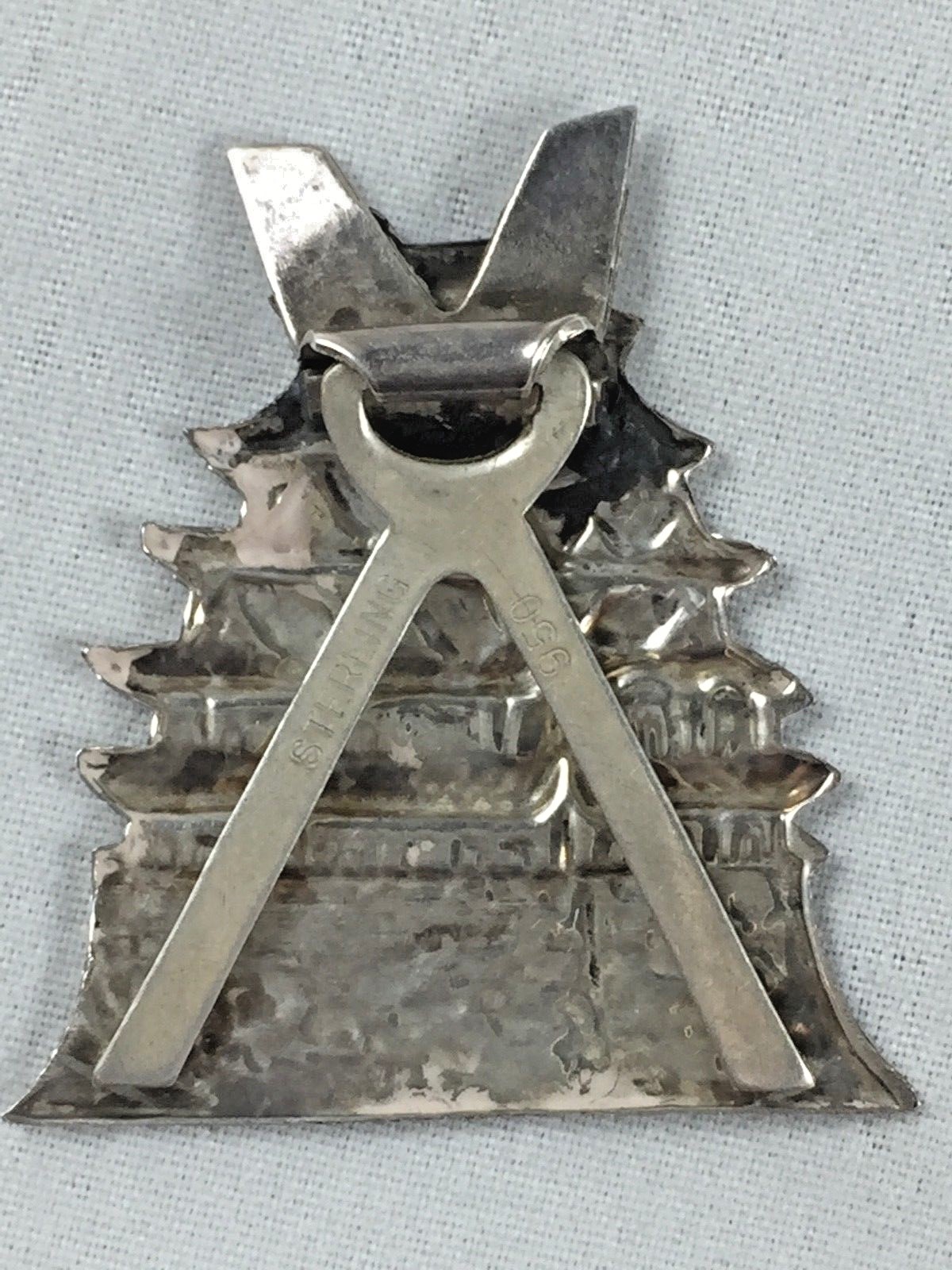 Vintage Japanese 950 Sterling Large House Place Card Holder