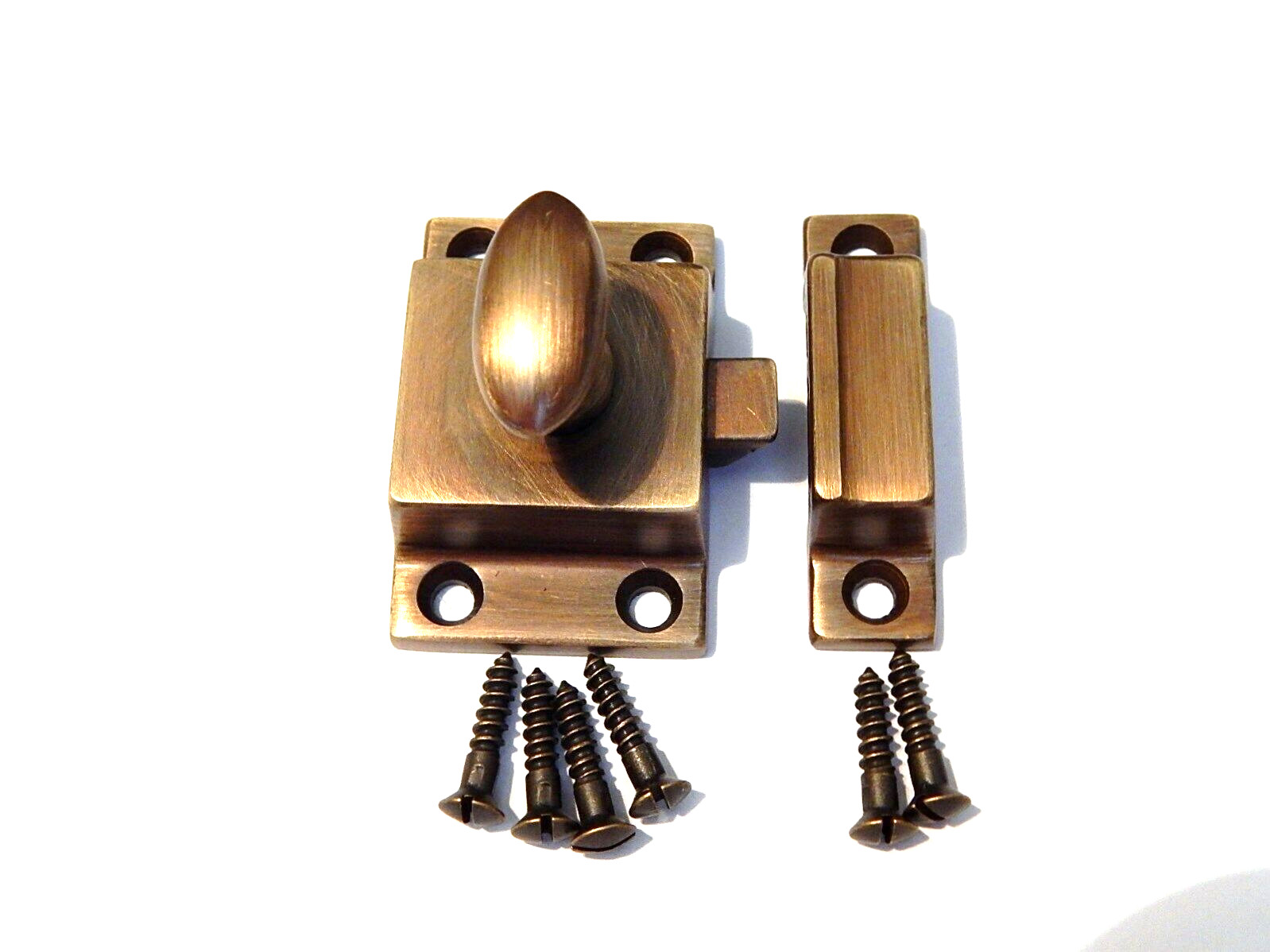 Vintage Cabinet Hardware Latch Aged Brass Finish Heavy Cast Brass