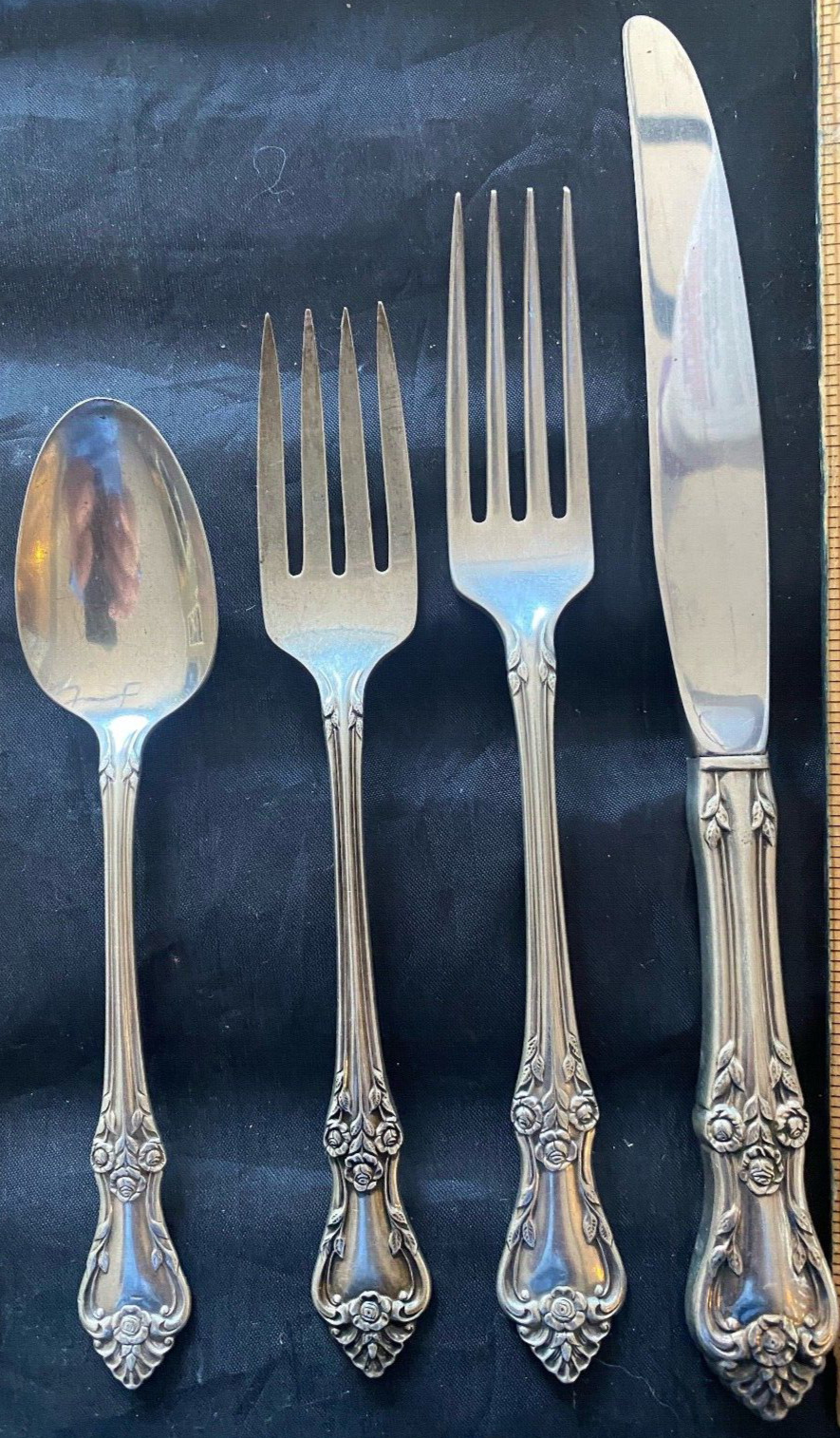 ONEIDA AFTER GLOW SET OF STERLING FLATWARE TRUE DINNER SIZE KNIFE AND FORK