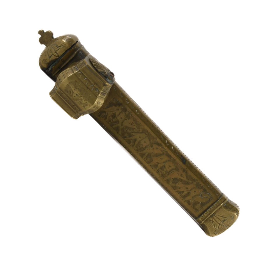 Antique Moorish Brass Traveler’s Inkwell