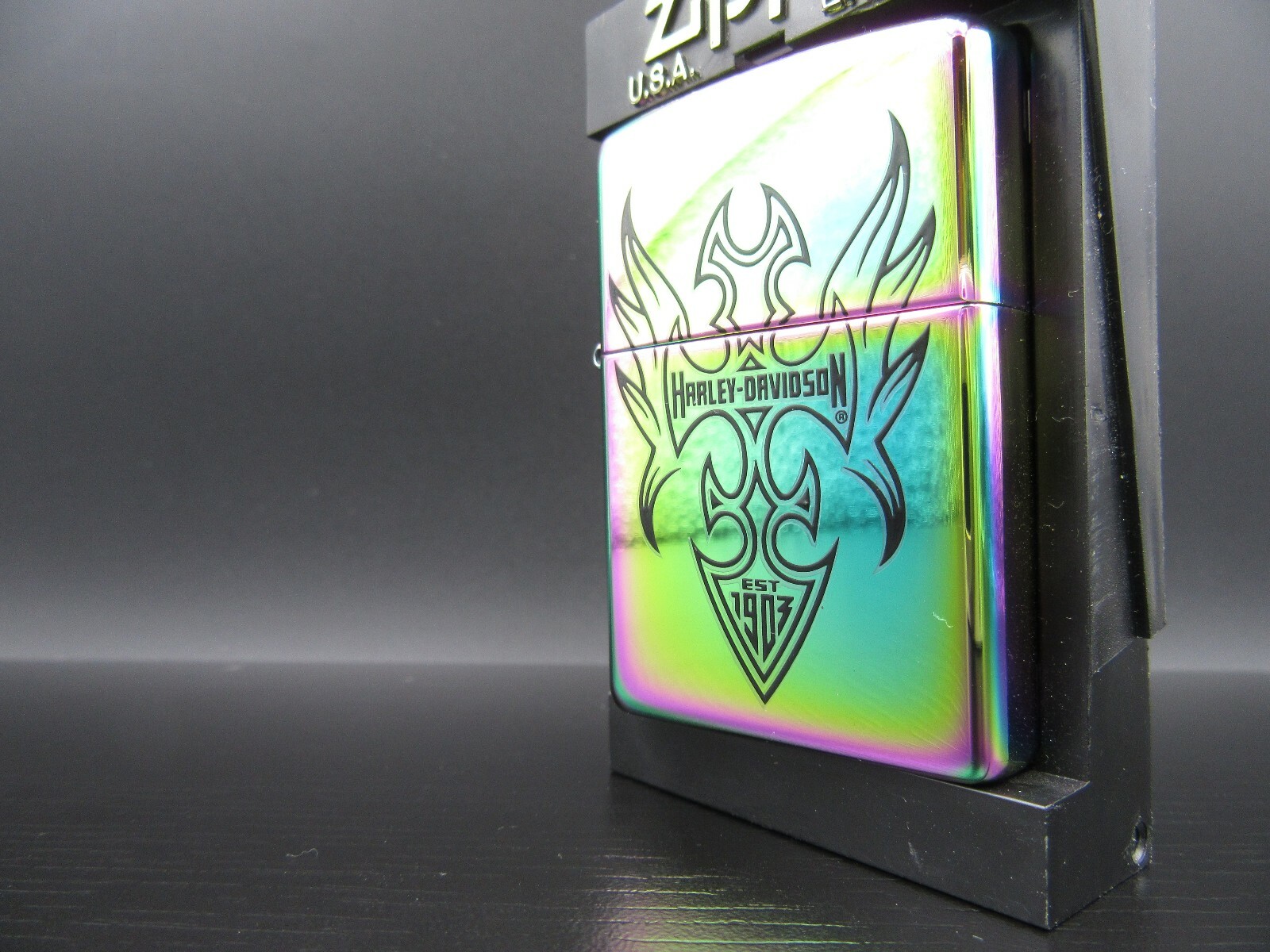 O701 ⭐⭐ ZIPPO Z-04 Lighter Harley Davidson Tattoo Logo In The Spectrum ⭐⭐
