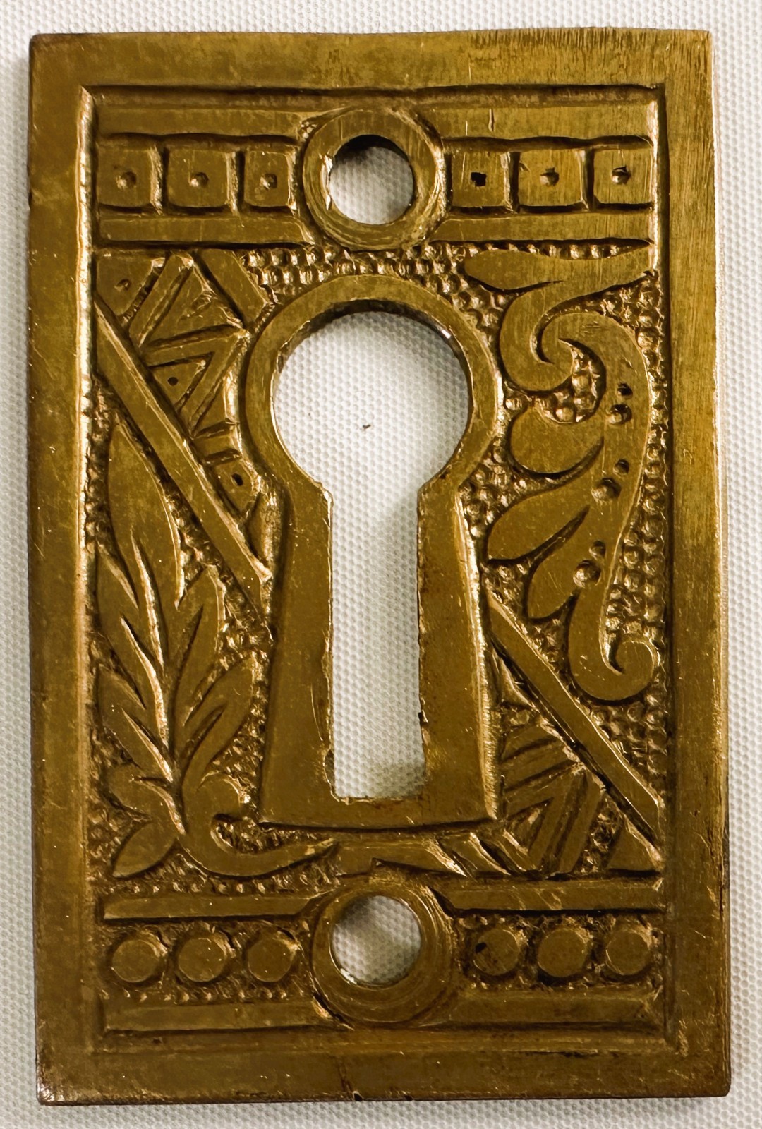 Vintage Brass Keyhole Escutcheon Ceylon Design P & F Corbin Eastlake Floral
