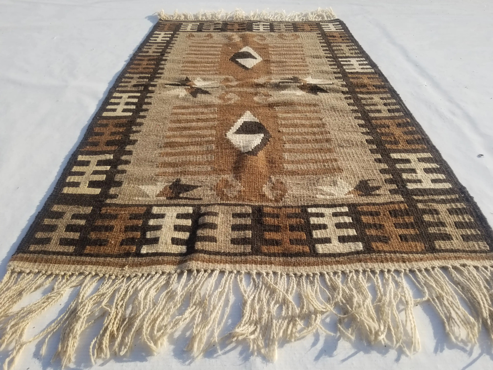 Vintage Traditional Handmade Southwestern Style Wool Kilim Rug 3.3×2.0ft