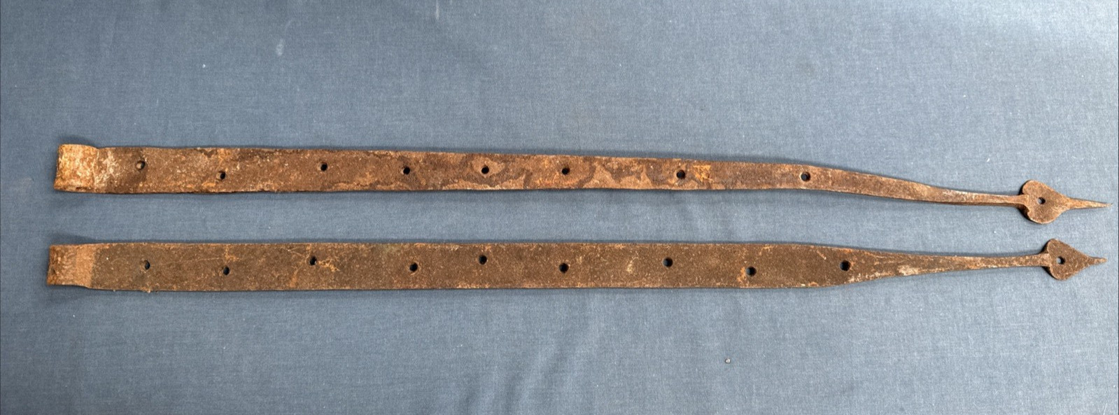 2 Large Antique Strap Hinges Wrought Iron Barn Door Hardware 30 1/4″ & 29 3/4″