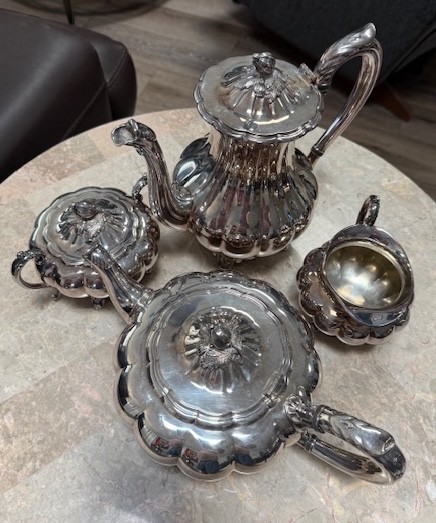 Vintage Melon Sheffield Design Reproduction by Community Silver 4 Pc Coffee Set