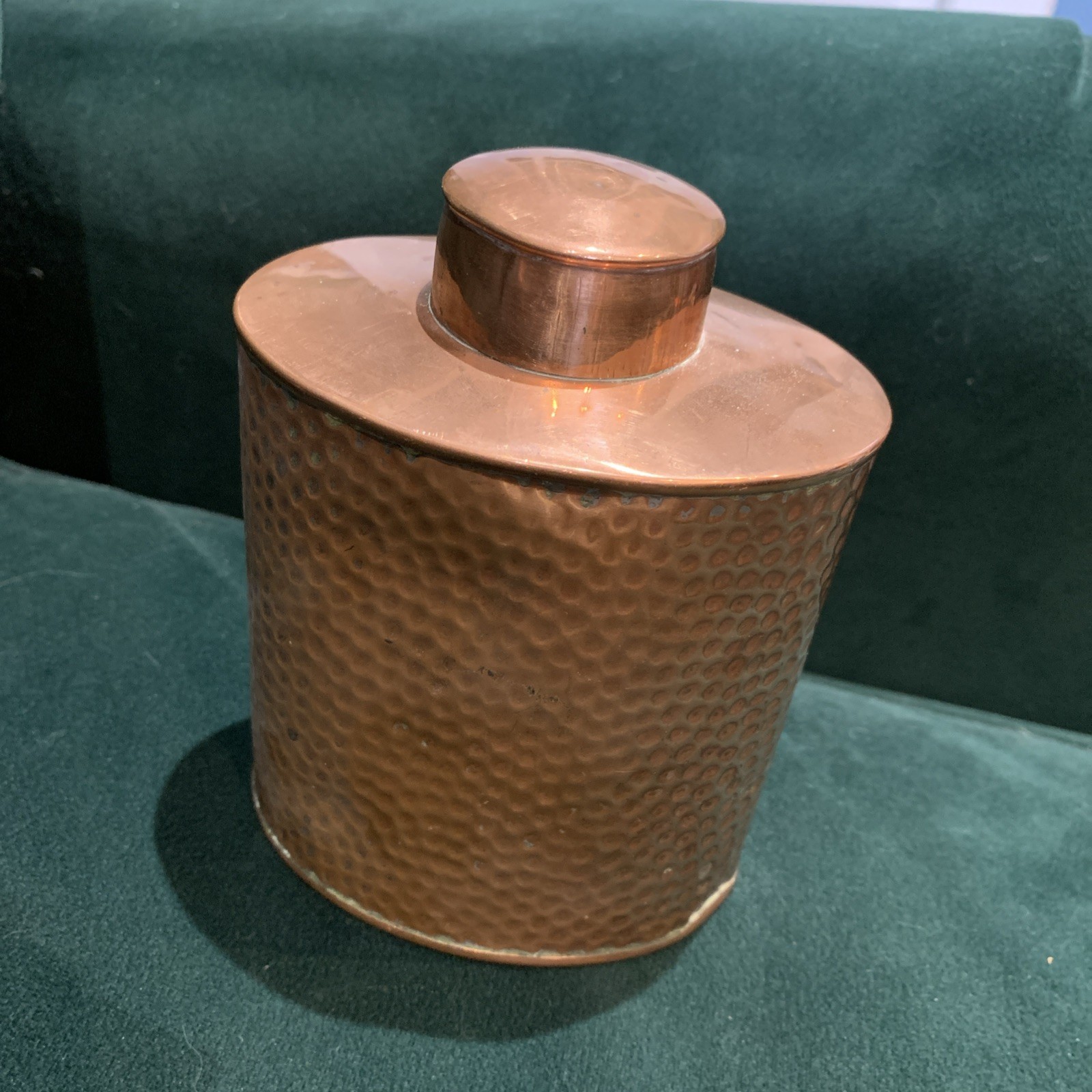 Antique Vintage Hammered / Beaten Copper Flask by Joseph Sankey & Son J.S & S