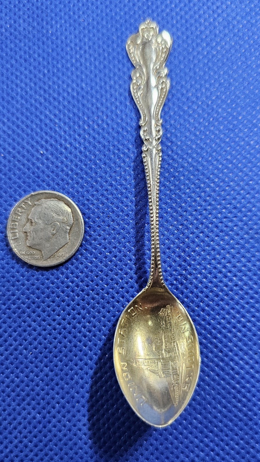Vtg Sterling Silver Souvenir Tiny 3 1/2″ Spoon – Union Station Saint Louis MO
