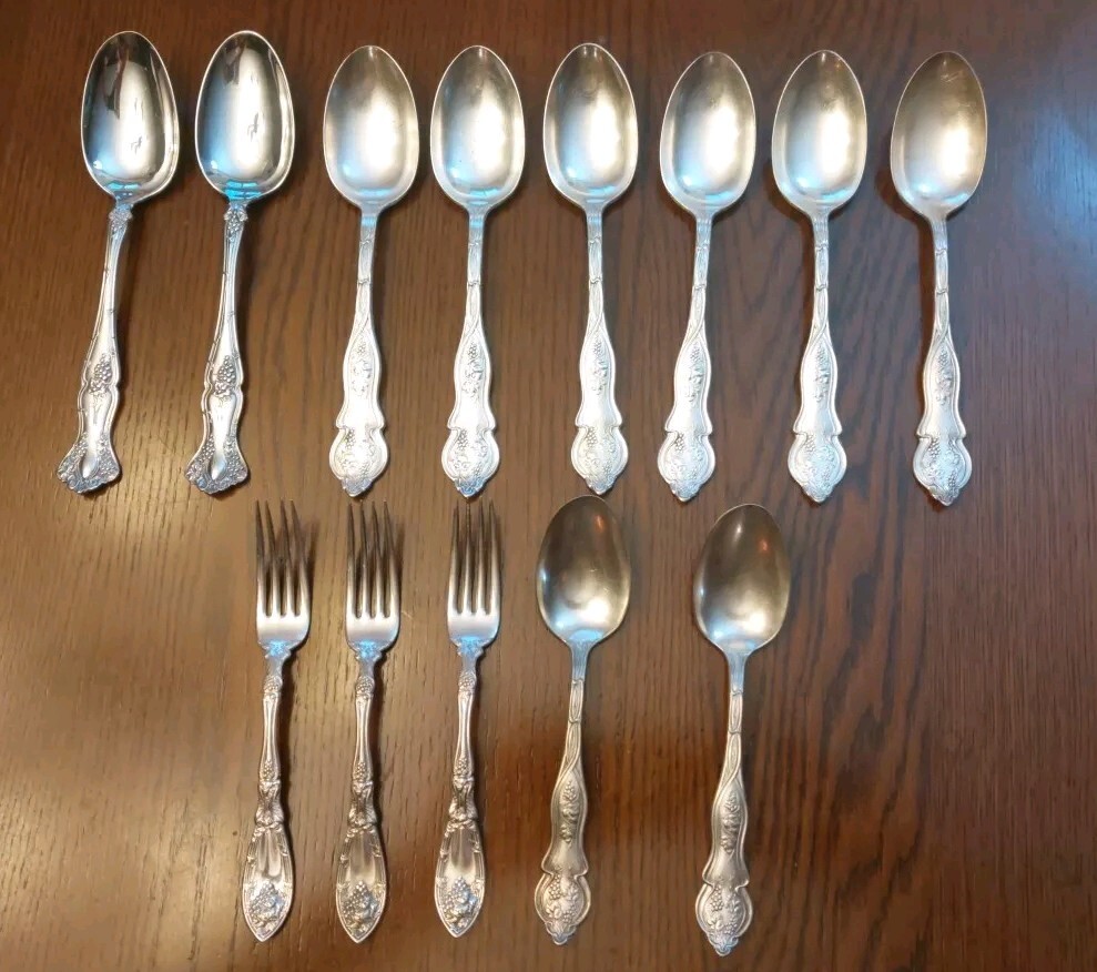 13 Rogers Bros. 1847 Vintage Grapes Pattern Spoons/Forks