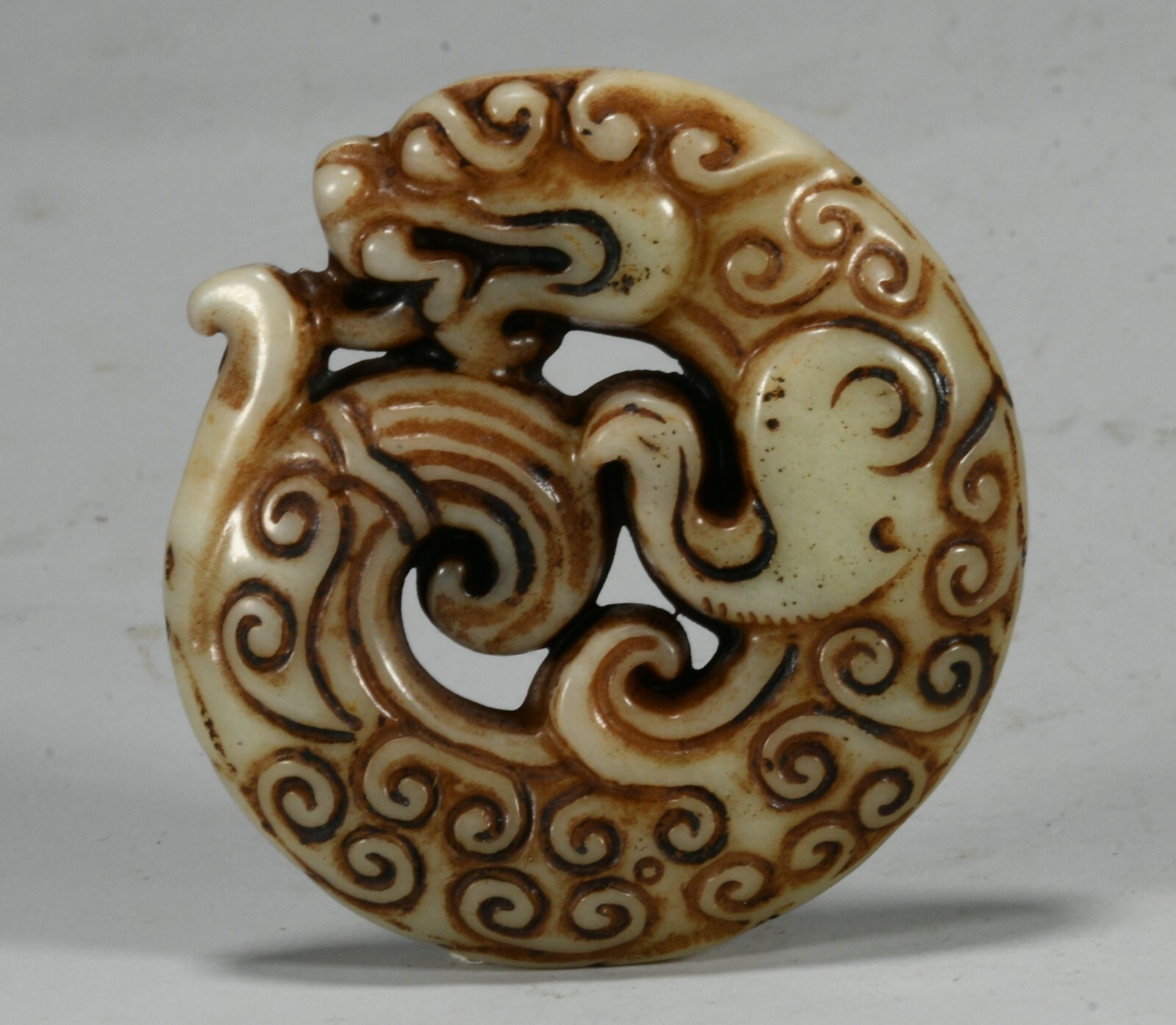 2.3″ Chinese Hongshan Culture Old Jade Carved Dragon Loong Beast Amulet Pendant