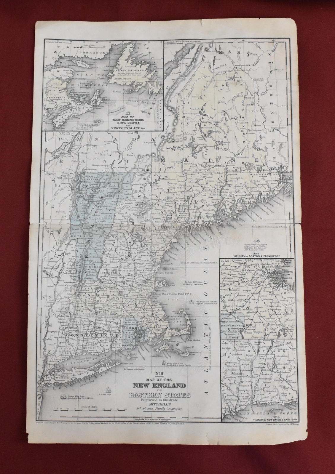 Map of the New England or Eastern States Mitchell’s, Drawn by J.H. Young 1852