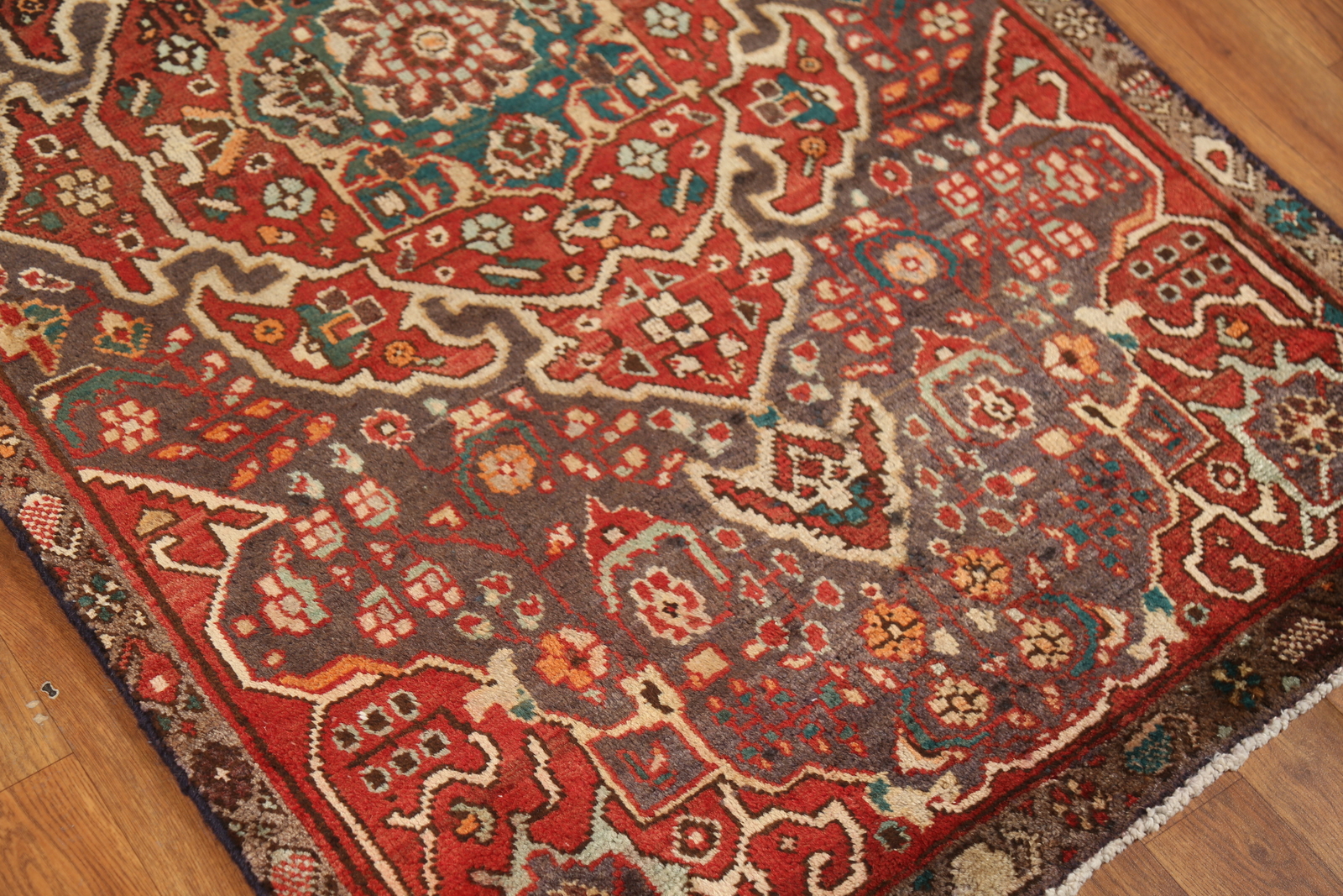 Vintage Rust Wool Hand-made Traditional Tribal Geometric Runner Rug 3×11 Carpet