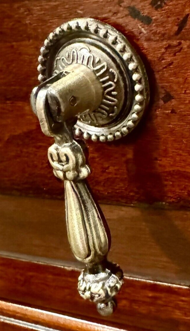 2 Antique-Brass Knobs in brushed-Gold Tear Drop Hinged Furniture Hardware Pulls