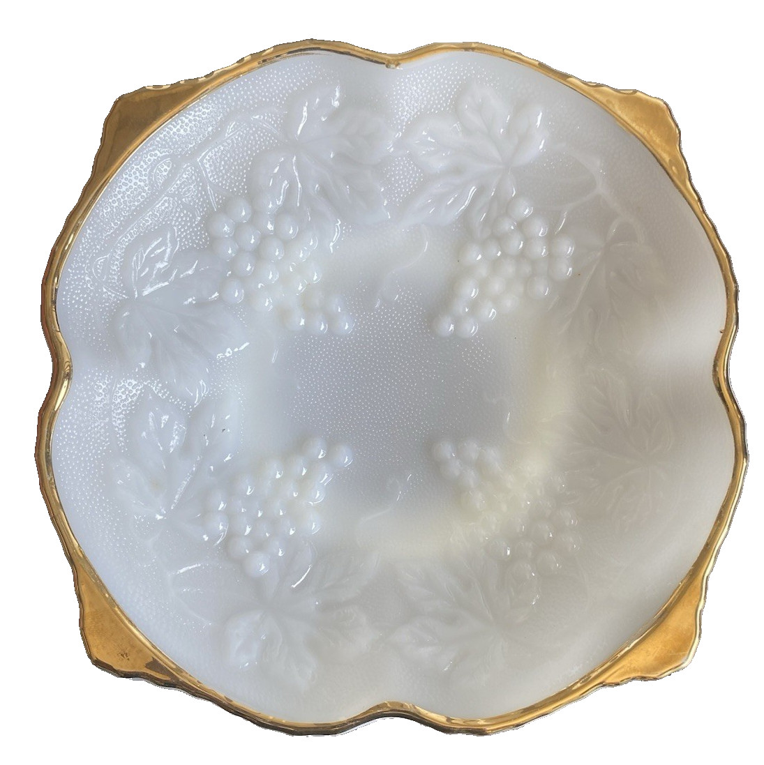 Gold Rimmed Milk Glass