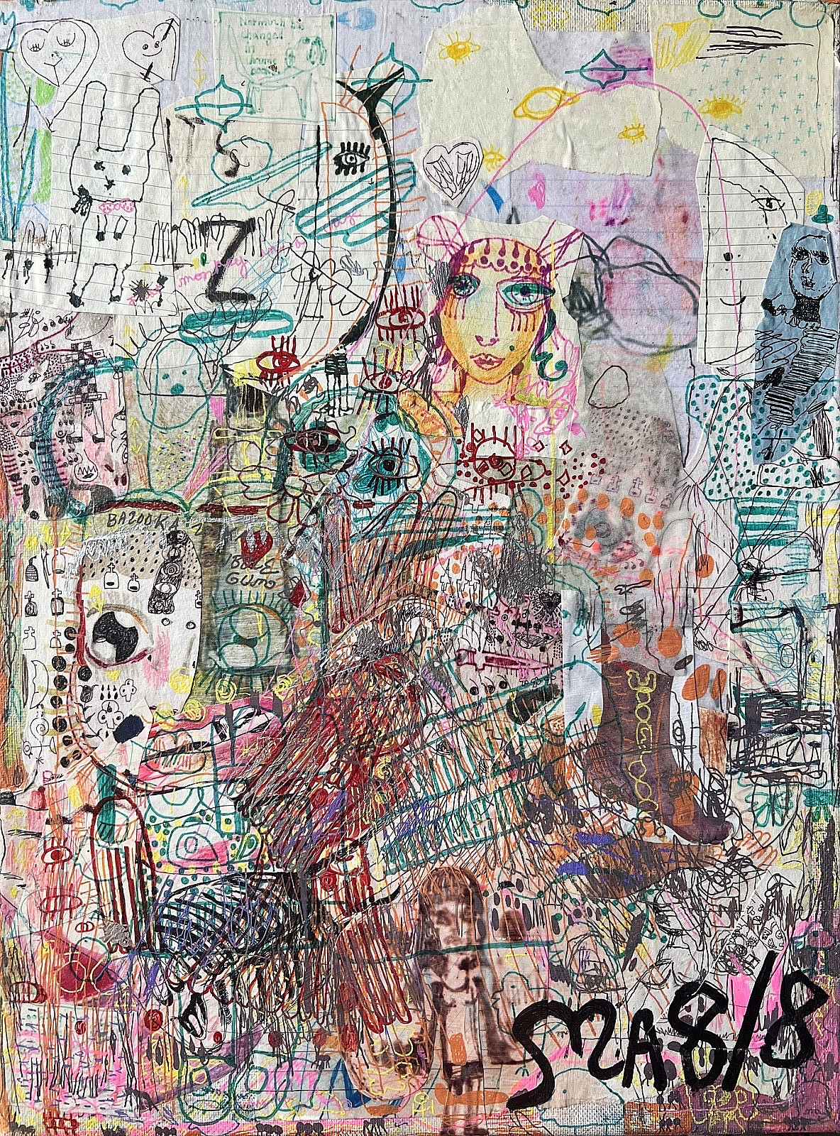 Abstract-Expressionism Mixed-Media Collage Art 16” x 12”