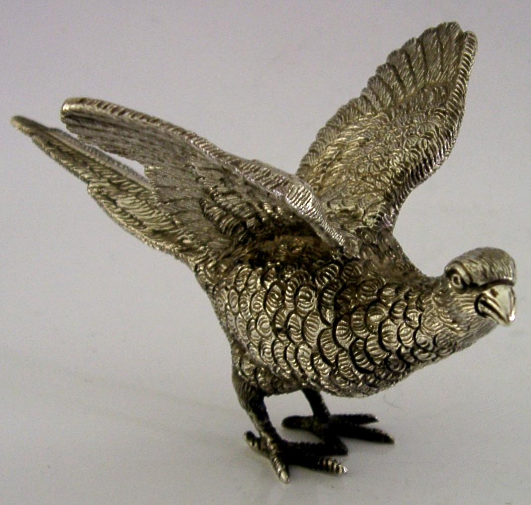 HEAVY 167g STERLING SILVER PHEASANT BIRD FIGURE 1998 HUNTING SHOOTING ENGLISH