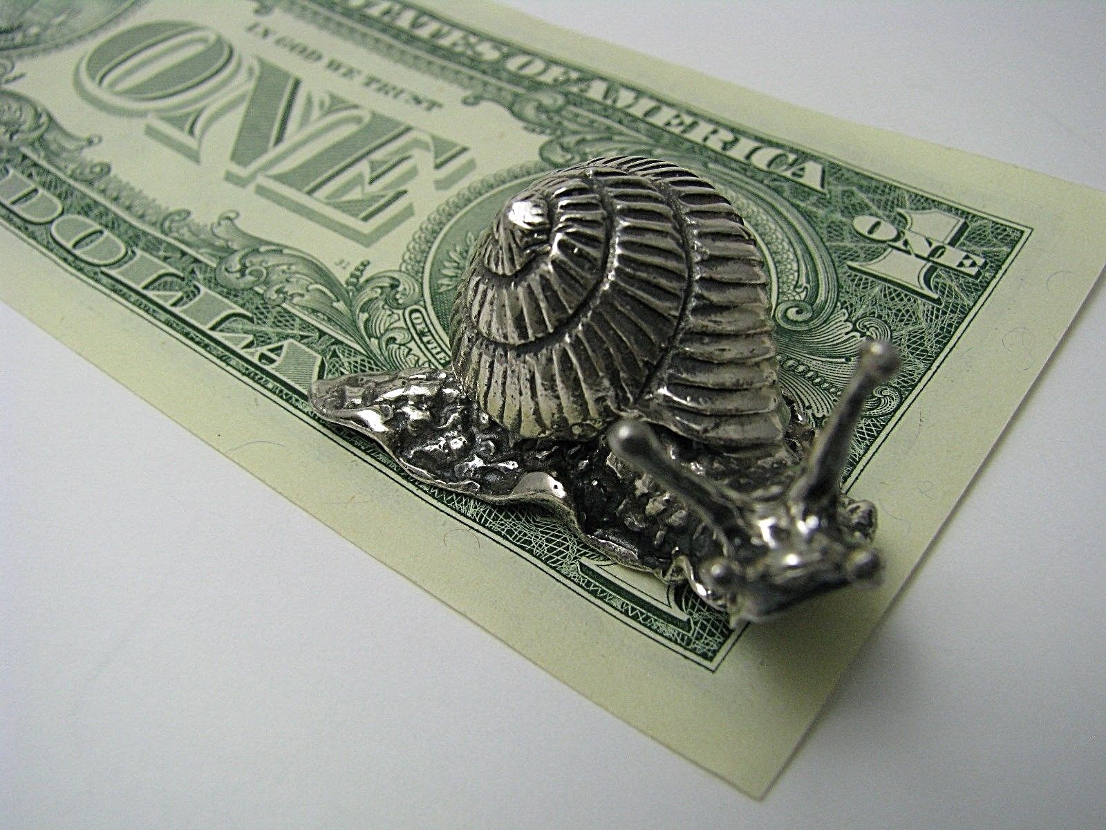 STERLING SILVER SNAIL STERLING SILVER MINIATURE FIGURINE by BAZ Italy 1980s Rare