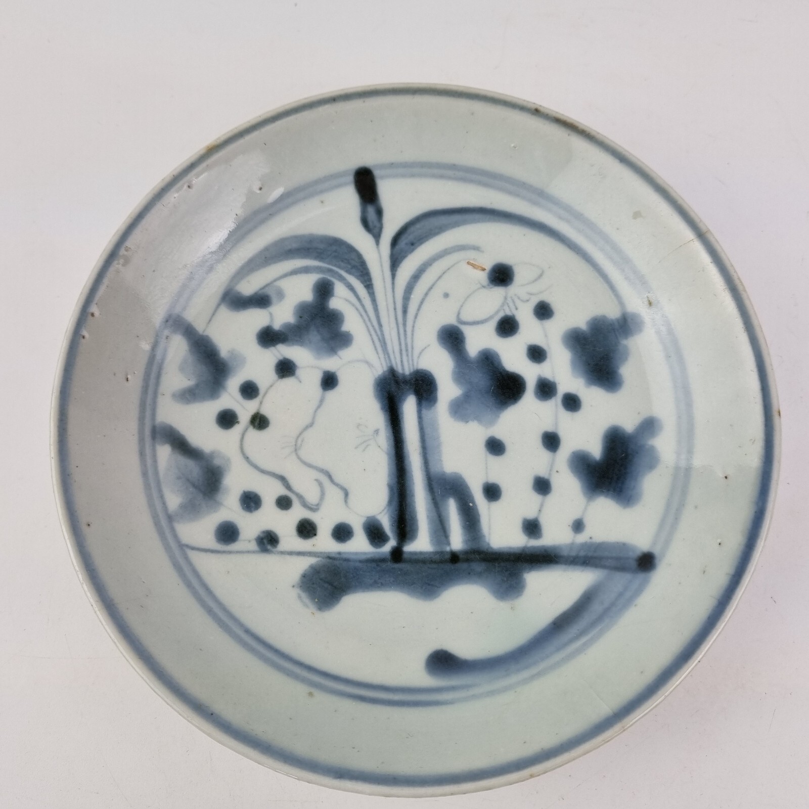 Antique Chinese Blue And White Plate Dish Painted With Flowers #4