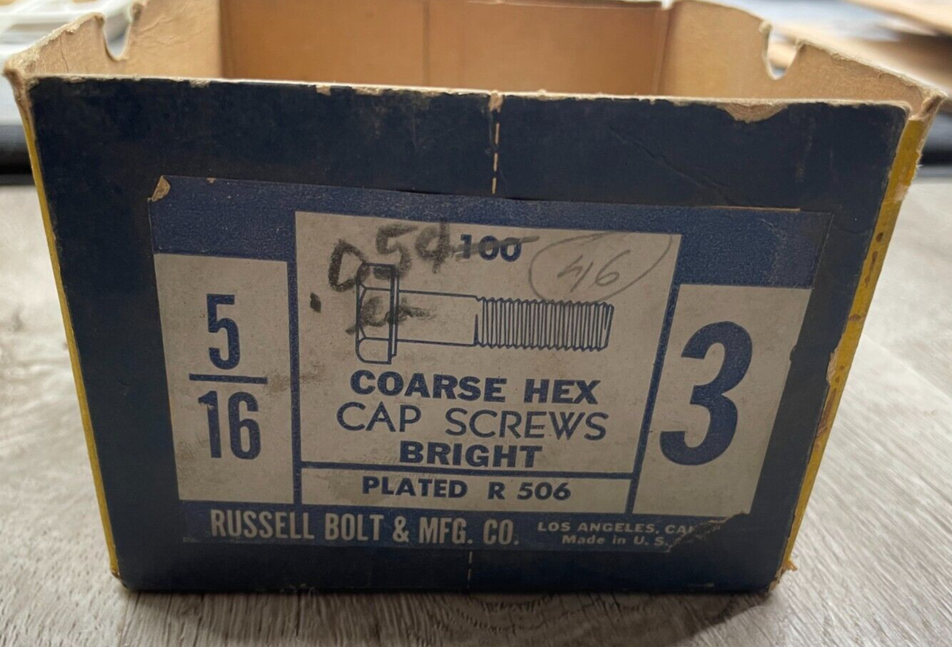 Vintage Bolts Hex Cap Screws Coarse Thread Zinc Plated 5/16 X 3 *QTY 31*