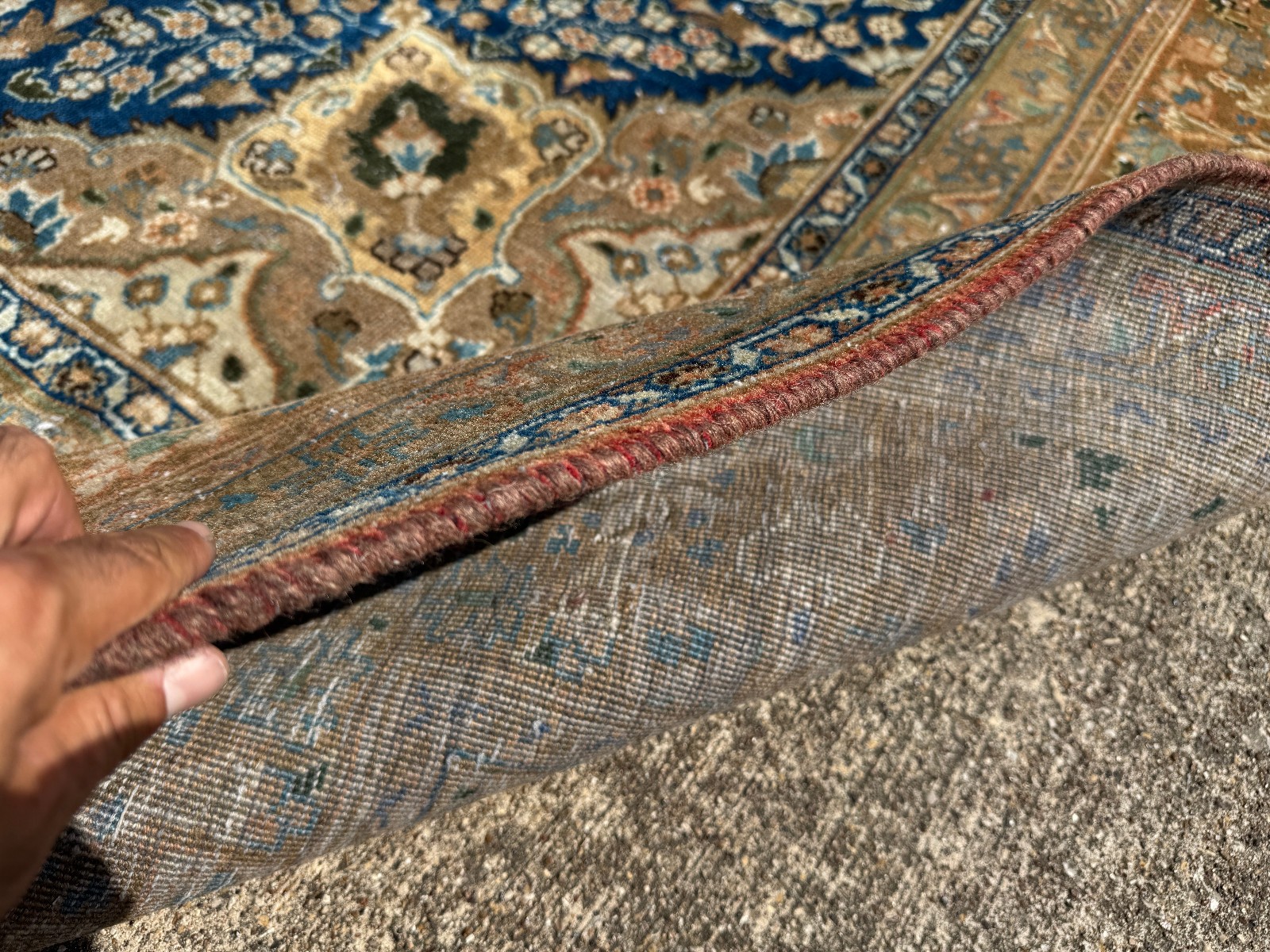 VINTAGE ORIENTAL RUG 10×13 handmade old ANTIQUE rust blue orange handwoven 9×12