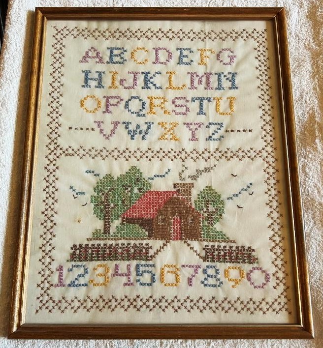 Vintage framed ABC sampler