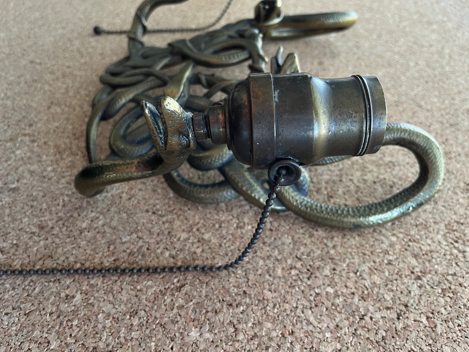 Rare Antique Brass 6-Serpent Interlocking Sconce Frame – Early 20th Century