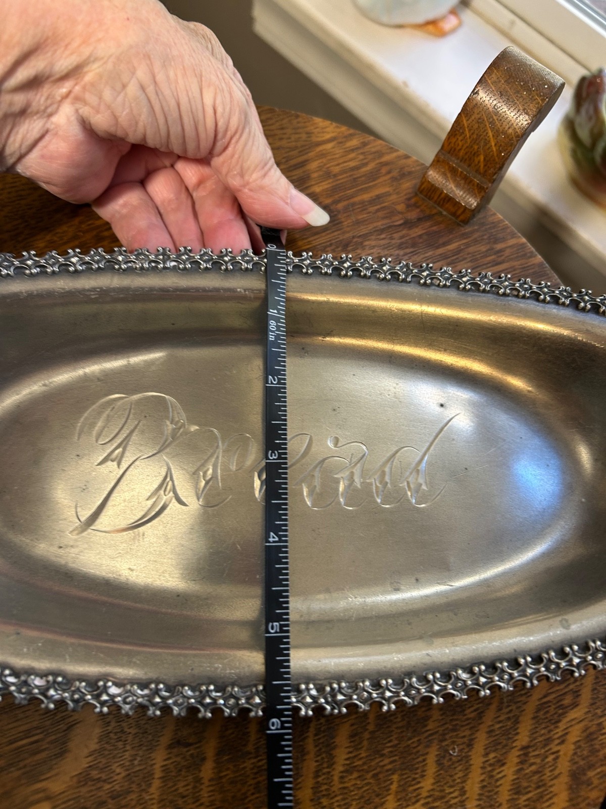 Antique Silver Plated Oval Bread Platter or Bakers Tray With Beaded Rim 1900