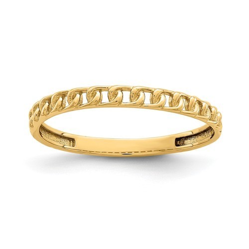 100% Solid 14K Yellow Gold Plated Link Chain Design Band Ring 925Sterling Silver