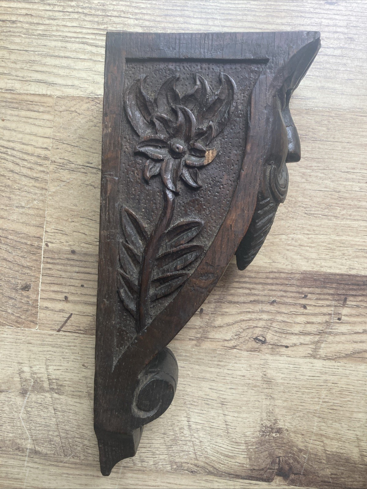 1700’s Antique Corbel Support Bracket Carved Oak