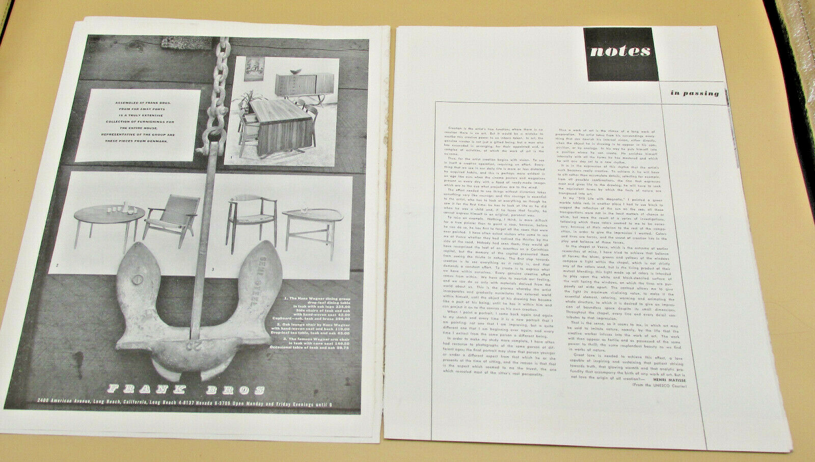 Original Issue Arts & Architecture Magazine March 1954 Loose Pages
