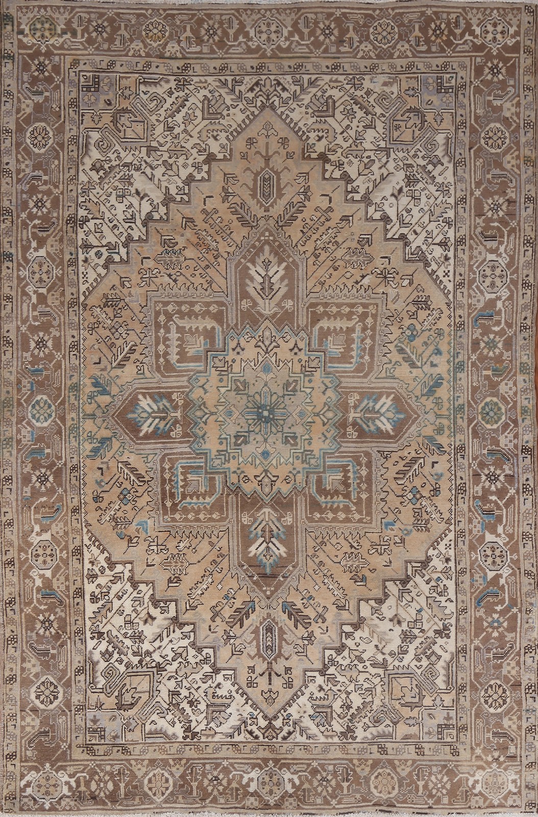 Geometric Traditional Vintage Area Rug 7×9 Handmade Wool Classic Muted Carpet