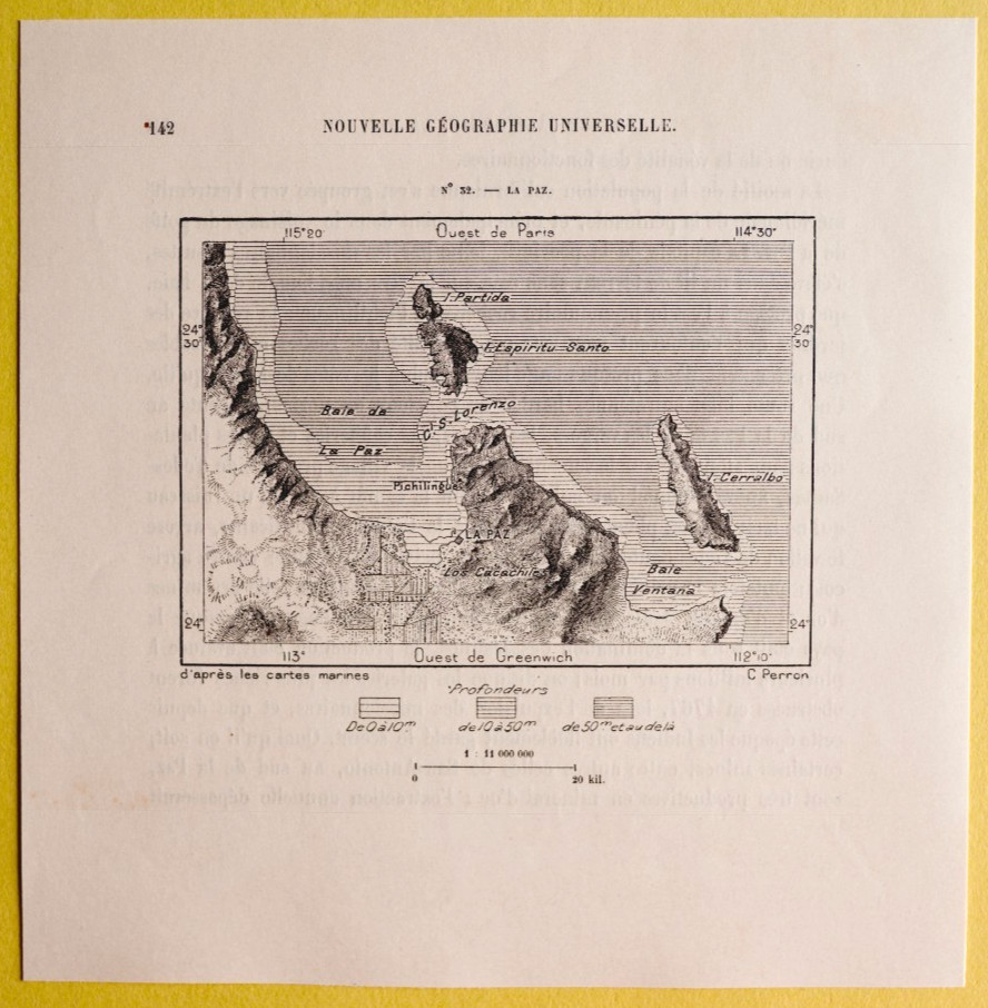 1891 Perron map LA PAZ, BAJA CALIFORNIA SUR, MEXICO, #32