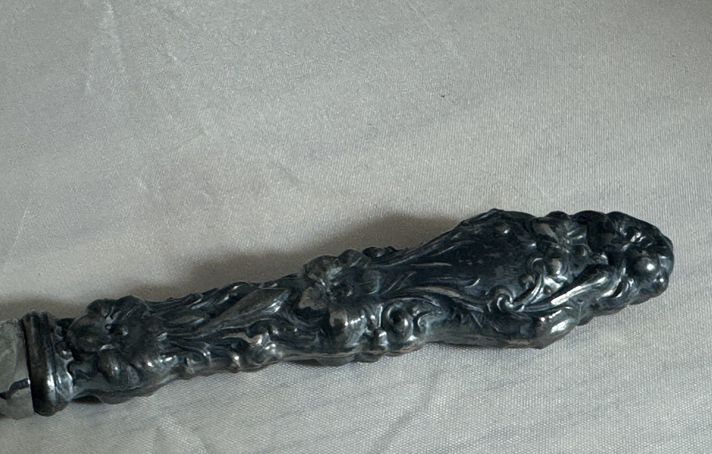 Vintage Gorham Letter Opener w/ Sterling Silver Handle Repousse Lily Floral 7.5”